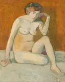 Broncia Koller-Pinell, Seated female nude, ca. 1905, oil on cardboard