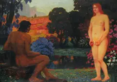 Eduard Kasparides, In paradise, ca. 1900, oil on cardboard