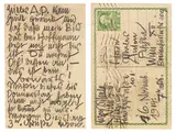 Egon Schiele, Two postcards, written by Egon Schiele to Anton Peschka, 1914, pencil and chark on paper