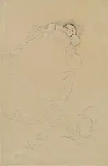Gustav Klimt, Baby in swaddle wrap, 1917/18, pencil, blue crayon on paper
