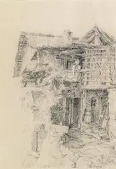 Farmhouse by Albin Egger-Lienz, ca. 1884, pencil on paper, unframed, sold Jun 2014