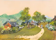Hinterstoder by Oskar Laske, 1948, gouache on paper, offered Jun 2014