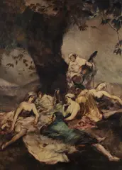 Oskar Larsen, The serenade, 1920, mixed media on cardboard