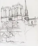 Herbert Boeckl, Notre Dame, 1937, charcoal on paper, unframed