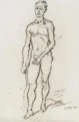 Herbert Boeckl, Male nude, 1932, charcoal on paper