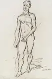 Herbert Boeckl, Male nude, 1932, charcoal on paper