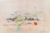 Kurt Absolon, Trübe Stadt, 1951, mixed media on paper, unframed