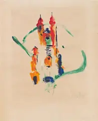 Herbert Boeckl, Kreuzbergl, 1919, gouache on paper, unframed