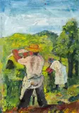 Wilhelm Thöny, Couple at the harvest, ca. 1923, oil on canvas