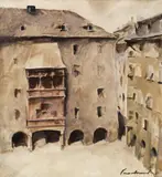 Wilhelm Nicolaus Prachensky, View on the "Goldene Dachl" in Innsbruck