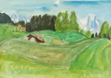 Alfons Walde, Landscape, ca. 1910, mixed media on paper