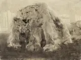 Norbertine Bresslern-Roth, Polar bears, Charcoal on paper