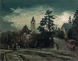 Victor Pipal, Church of Sievering, oil on cardboard