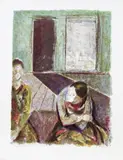 Joseph Floch, Studio scene with two women, Lithography on paper