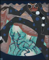 Erwin Stolz, Harlequins, um 1925, mixed media on paper