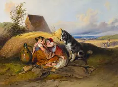 Matthias Ranftl, Midday rest, 1839, oil on cardboard