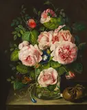 Anton Hartinger, Still life with roses in a glass vase, 1836, oil on panel