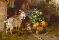 Anton Schrodl, A goat shed, oil on canvas