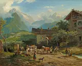 Franz X. Reinhold, Dorf Tirol near Meran, oil on canvas