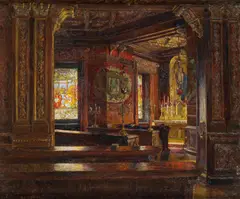 Olga Wisinger-Florian, View of the Chapel, Schloss St. Emmeram, Regensburg, oil on cardboard