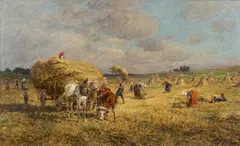 Karl Stuhlmüller, Grain harvest, oil on canvas