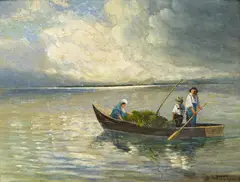 Boat on Lake Chiemsee by Josef Wopfner, oil on panel, sold Jun 2014