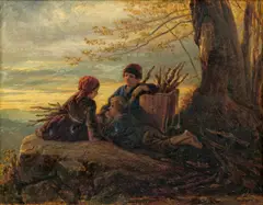 Theodor Hosemann, Wood collecting children, 1854, oil on panel