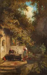 Willy Moralt, A friar receiving guests, oil on panel