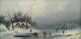 Anton Doll, Winter landscape with lake, oil on canvas