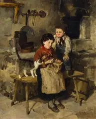 Wilhelm Velten, A sad discovery, oil on board