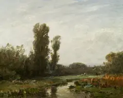 Ludwig Willroider, Riverscape, oil on canvas