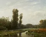 Ludwig Willroider, Riverscape, oil on canvas