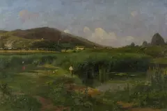 Eduard Zetsche, Brickworks near Baden, oil on canvas laid down on cardboard