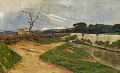 Adolfo Tommasi, Italian Landscape, oil on canvas