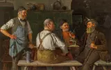 Josef Kinzel, A tavern, 1884, oil on panel