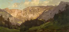 Carl Hasch, View over the grave field at the Salzberg of Hallstatt, 1882, oil on canvas