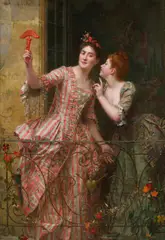 Émile Villa, Two elegant ladies, oil on canvas