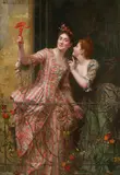Émile Villa, Two elegant ladies, oil on canvas