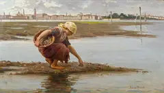 Antonio Ermolao Paoletti, The shell collector, oil on panel