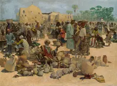 Alphons Leopold Mielich, Oriental Market Scene, oil on canvas