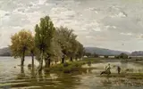 Vladimir Orlovsky, Riverscape, oil on canvas