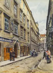 Vienna, Bäckerstraße by Ernst Graner, 1918, watercolour on paper, sold Jun 2014