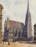 Erwin Pendl, Vienna, St. Stephen's Cathedral, 1922, watercolour on paper