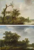 Jan Steen, Two river landscapes - Riverscape with rider & Riverscape with boat, oil on panel