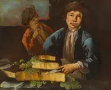 Giacomo Francesco Cipper, called il Todeschini , follower of, Two cheese sellers, oil on canvas