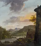 Herman Saftleven, Riverport beside a town wall, oil on panel