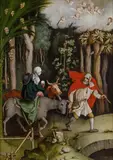 The Flight into Egypt by follower of Albrecht Dürer, oil on panel, offered Jun 2014