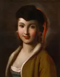 A young lady with black fur hat and red earring by circle of Pietro Rotari, oil on canvas, sold Jun 2014