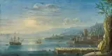 attributet to Orazio Grevenbroeck, Mediterranean harbour scene, oil on copper