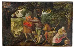 David Vinckboons, The nest robber ('Allegory of the Thievery'), c. 1610, oil on panel